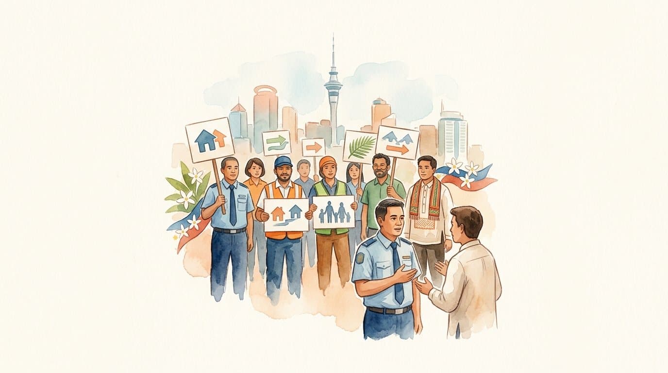 Migrant Bus Drivers Rally in Auckland for Residency, Face Confrontation