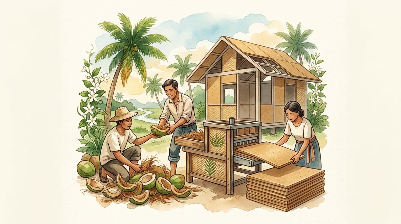 Philippine Startup Lesstics Transforms Coconut Husks into Eco-Friendly Building Boards